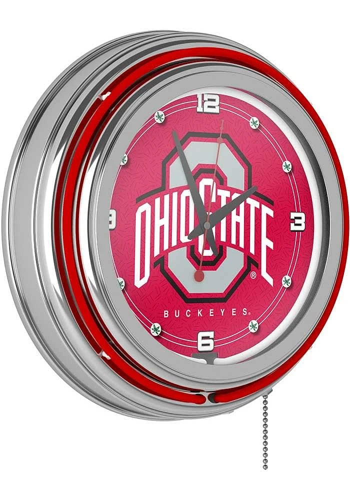 Red Ohio State Buckeyes Retro Neon Wall Clock