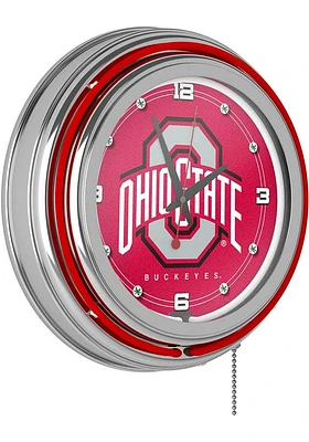 Red Ohio State Buckeyes Retro Neon Wall Clock