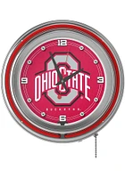 Red Ohio State Buckeyes Retro Neon Wall Clock