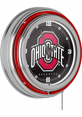 Red Ohio State Buckeyes Logo Retro Neon Wall Clock