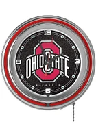 Red Ohio State Buckeyes Logo Retro Neon Wall Clock