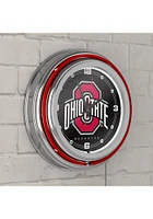 Red Ohio State Buckeyes Logo Retro Neon Wall Clock