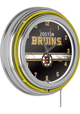 Boston Bruins Logo Retro Neon Wall Clock