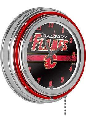 Calgary Flames Retro Neon Wall Clock