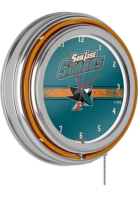 San Jose Sharks Retro Neon Wall Clock