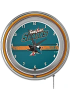 San Jose Sharks Retro Neon Wall Clock