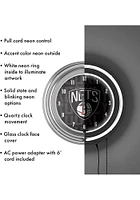 Brooklyn Nets City Retro Neon Wall Clock