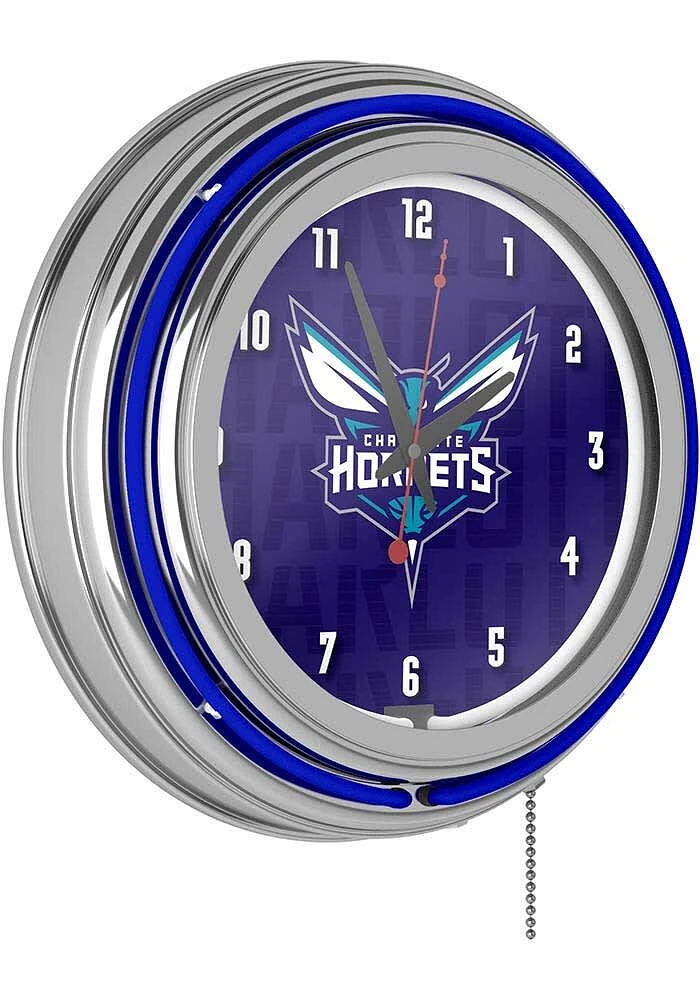 Charlotte Hornets City Retro Neon Wall Clock