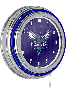Charlotte Hornets City Retro Neon Wall Clock