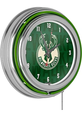 Milwaukee Bucks City Retro Neon Wall Clock