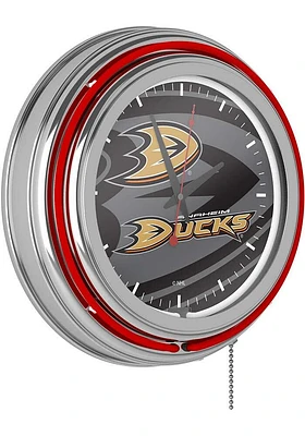 Anaheim Ducks Wordmark and Logo Retro Neon Wall Clock