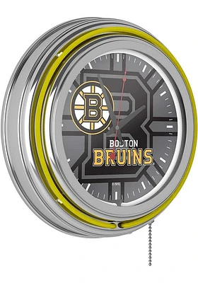 Boston Bruins Wordmark and Logo Retro Neon Wall Clock