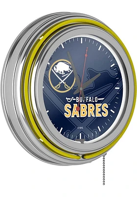 Buffalo Sabres Wordmark and Logo Retro Neon Wall Clock