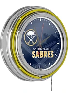 Buffalo Sabres Wordmark and Logo Retro Neon Wall Clock