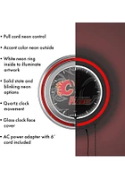 Calgary Flames Wordmark and Logo Retro Neon Wall Clock