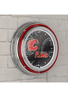 Calgary Flames Wordmark and Logo Retro Neon Wall Clock
