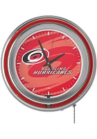 Carolina Hurricanes Wordmark and Logo Retro Neon Wall Clock