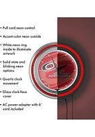 Carolina Hurricanes Wordmark and Logo Retro Neon Wall Clock