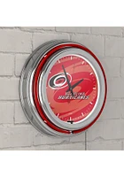 Carolina Hurricanes Wordmark and Logo Retro Neon Wall Clock