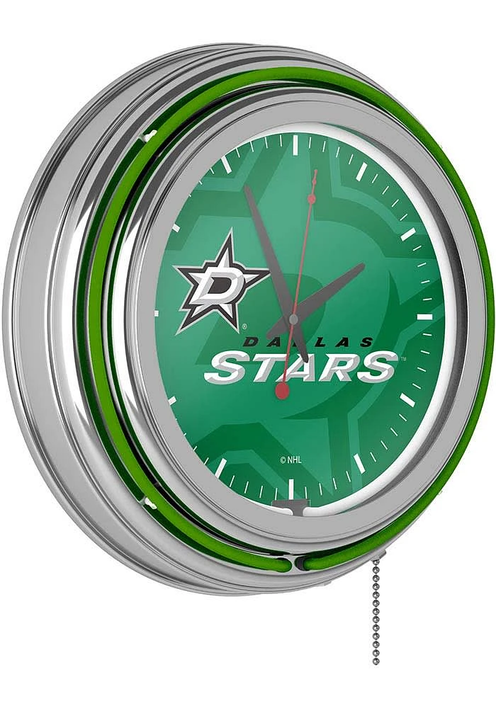 Dallas Stars Wordmark and Logo Retro Neon Wall Clock