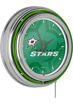 Dallas Stars Wordmark and Logo Retro Neon Wall Clock