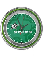 Dallas Stars Wordmark and Logo Retro Neon Wall Clock