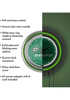 Dallas Stars Wordmark and Logo Retro Neon Wall Clock