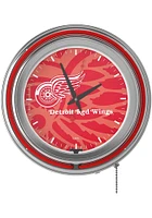 Detroit Red Wings Wordmark and Logo Retro Neon Wall Clock