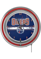 Edmonton Oilers Wordmark and Logo Retro Neon Wall Clock