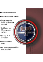 Edmonton Oilers Wordmark and Logo Retro Neon Wall Clock