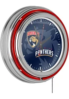 Florida Panthers Wordmark and Logo Retro Neon Wall Clock