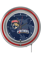 Florida Panthers Wordmark and Logo Retro Neon Wall Clock