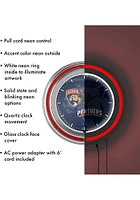 Florida Panthers Wordmark and Logo Retro Neon Wall Clock