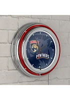 Florida Panthers Wordmark and Logo Retro Neon Wall Clock