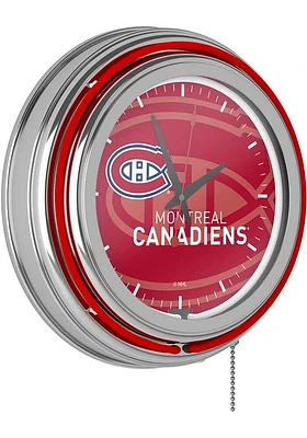 Montreal Canadiens Wordmark and Logo Retro Neon Wall Clock