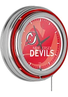 New Jersey Devils Wordmark and Logo Retro Neon Wall Clock