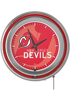 New Jersey Devils Wordmark and Logo Retro Neon Wall Clock