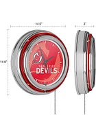 New Jersey Devils Wordmark and Logo Retro Neon Wall Clock