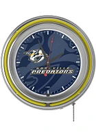 Nashville Predators Wordmark and Logo Retro Neon Wall Clock
