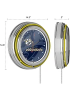 Nashville Predators Wordmark and Logo Retro Neon Wall Clock