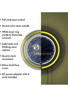 Nashville Predators Wordmark and Logo Retro Neon Wall Clock