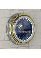 Nashville Predators Wordmark and Logo Retro Neon Wall Clock