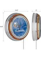 New York Islanders Wordmark and Logo Retro Neon Wall Clock