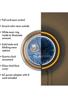 New York Islanders Wordmark and Logo Retro Neon Wall Clock