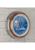 New York Islanders Wordmark and Logo Retro Neon Wall Clock