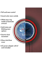 New York Rangers Wordmark and Logo Retro Neon Wall Clock