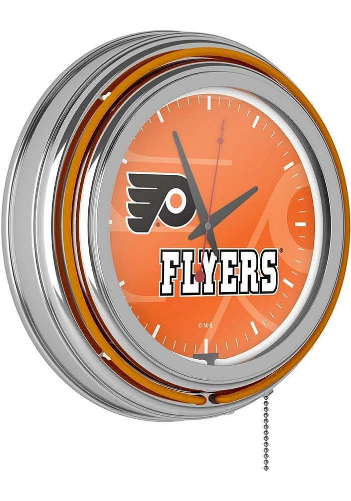 Philadelphia Flyers Wordmark and Logo Retro Neon Wall Clock