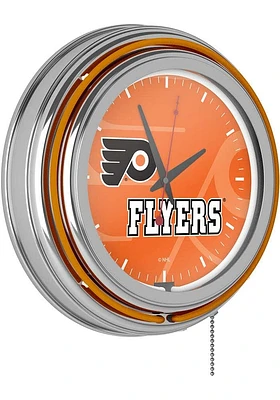 Philadelphia Flyers Wordmark and Logo Retro Neon Wall Clock
