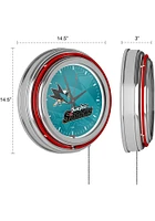 San Jose Sharks Wordmark and Logo Retro Neon Wall Clock