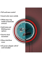 San Jose Sharks Wordmark and Logo Retro Neon Wall Clock
